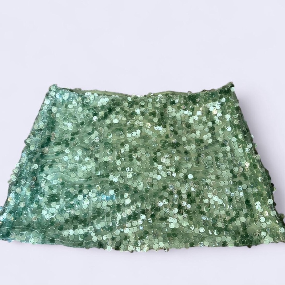 Peppermayo Sparkling Green Sequin Pencil Skirt